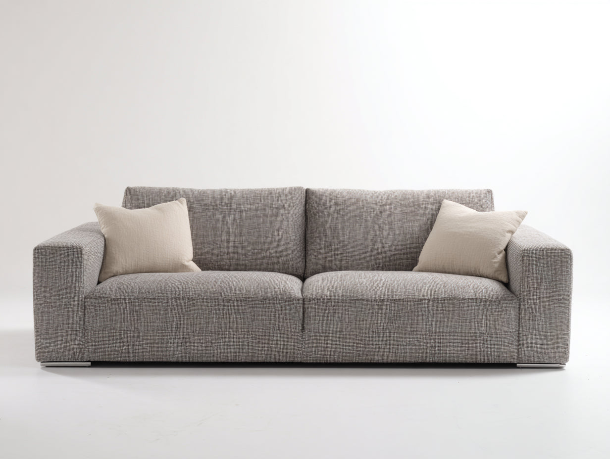 Sofás 2 plazas de tejido 190 x 92 x 78 cm - gris topo - diseño minimalista con brazos rectos