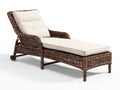 Tumbonas de ratán 190 x 75 x 92 cm - Marrón y beige - Respaldo reclinable y ruedas traseras