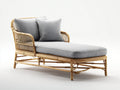 Tumbonas de ratán 190 x 78 x 83 cm - marrón natural-gris claro - diseño chaise longue con reposabrazos