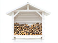 Leñero de jardín de madera de pino 120x45x120 cm - Color blanco - Diseño clásico para almacenamiento exterior