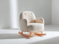 Mecedoras tapizadas de tejido bouclé y madera 80x78x90 cm - crema y madera natural - diseño moderno con base curva