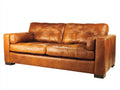 Sofás 2 plazas tapizado efecto cuero 220x92x82 cm - marrón coñac - brazos anchos