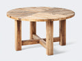 Mesas de jardín de madera 120 x 120 x 75 cm - Marrón natural - Tablero redondo de listones y estilo rústico