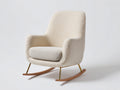 Mecedoras tapizadas de tejido bouclé 79x76x92 cm - crema y madera natural - diseño moderno con patines curvos