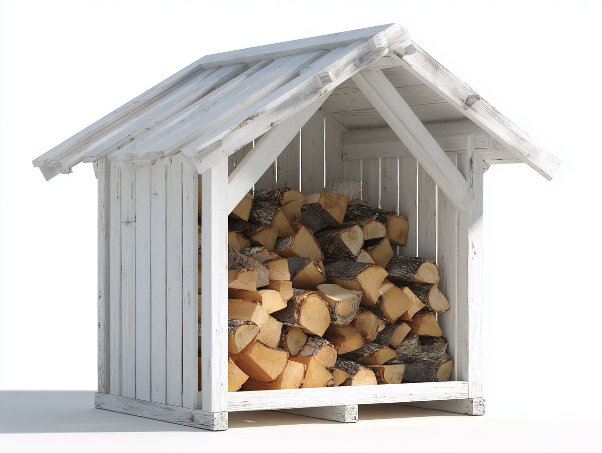 Leñero de jardín de madera 100x40x100 cm - Blanco - Estilo rústico para almacenamiento exterior