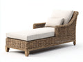 Tumbonas de jardín de ratán trenzado y madera 205x82x100 cm - marrón y blanco roto - diseño rústico con respaldo alto