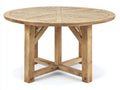 Mesas de jardín de madera 130 x 130 x 75 cm - marrón natural - tablero redondo con diseño radial y estructura reforzada