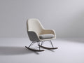 Mecedoras tapizadas de tejido de rizo 78x72x88 cm - crema y gris - diseño moderno con patines de madera