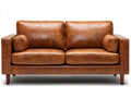 Sofás 2 plazas tapizados efecto cuero 170 x 90 x 84 cm - Marrón coñac - Patas de madera y estilo vintage