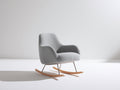 Mecedoras tapizadas 76x88x94 cm - Gris claro plateado y marrón natural - Estructura metálica - Diseño moderno con patines de madera