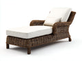 Tumbonas de jardín de ratán trenzado 200x85x98 cm - marrón y blanco roto - diseño rústico con respaldo inclinado