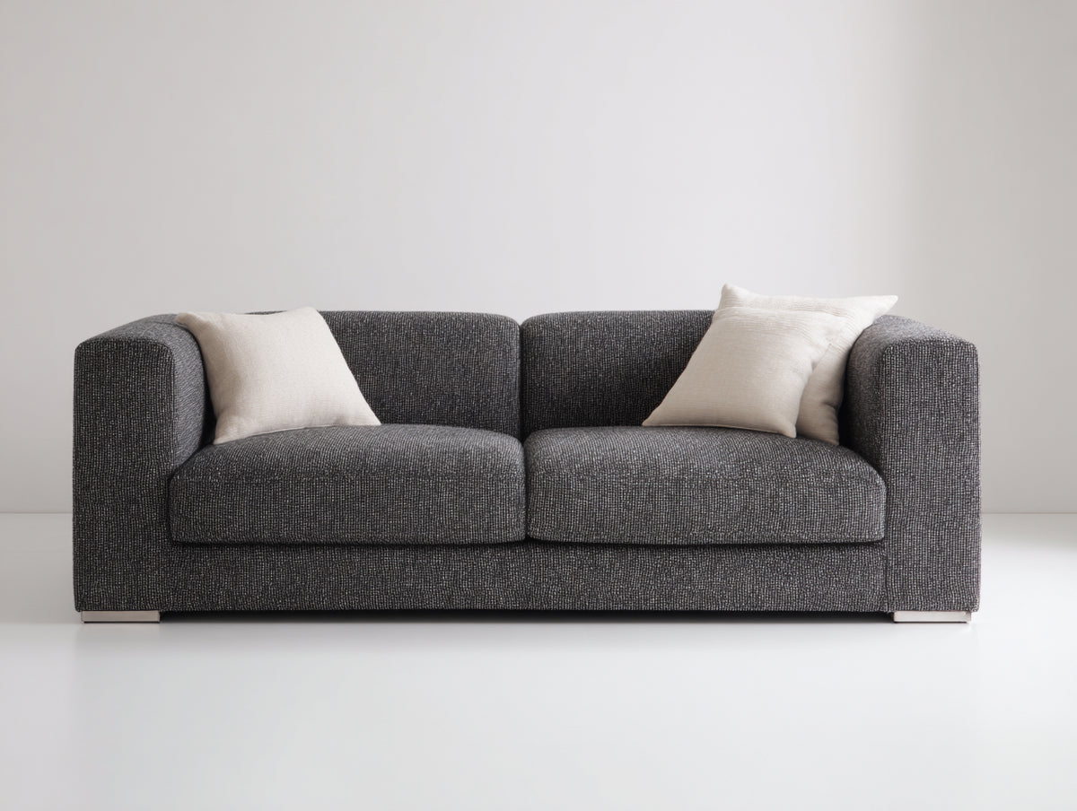 Sofás 2 plazas de tela 210x95x75 cm - Gris antracita y plateado - Asientos acolchados - Diseño moderno de perfil bajo