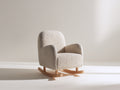 Mecedoras tapizadas 74x84x98 cm - Crema y marrón natural - Tejido bouclé - Patines de madera con diseño compacto